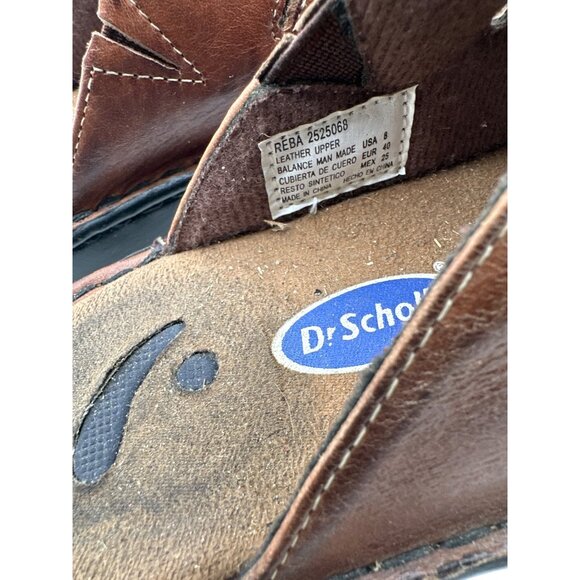 Dr. Scholls Size 8 USA Brown Leather Open-Toe Slip-On Sandals Black Outsoles - Picture 4 of 7